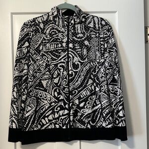 Chico's Black and White Patterned Lightweight Jacket